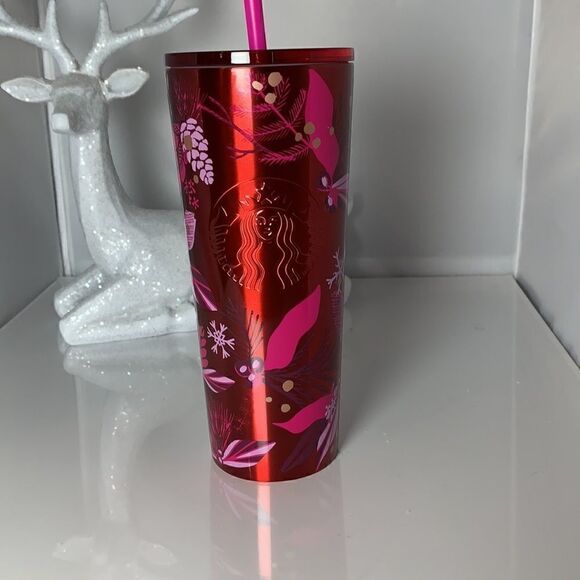 NEW- Starbucks Red Pine Stainless Steel Venti Tumbler. - Picture 2 of 5